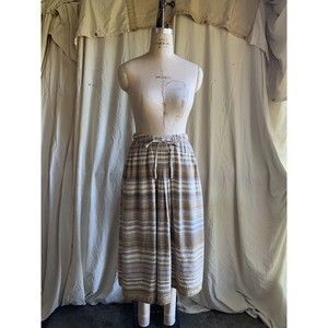 Vintage Issey Miyake Plantation Flannel Striped Skirt Size Medium Gold and Grey